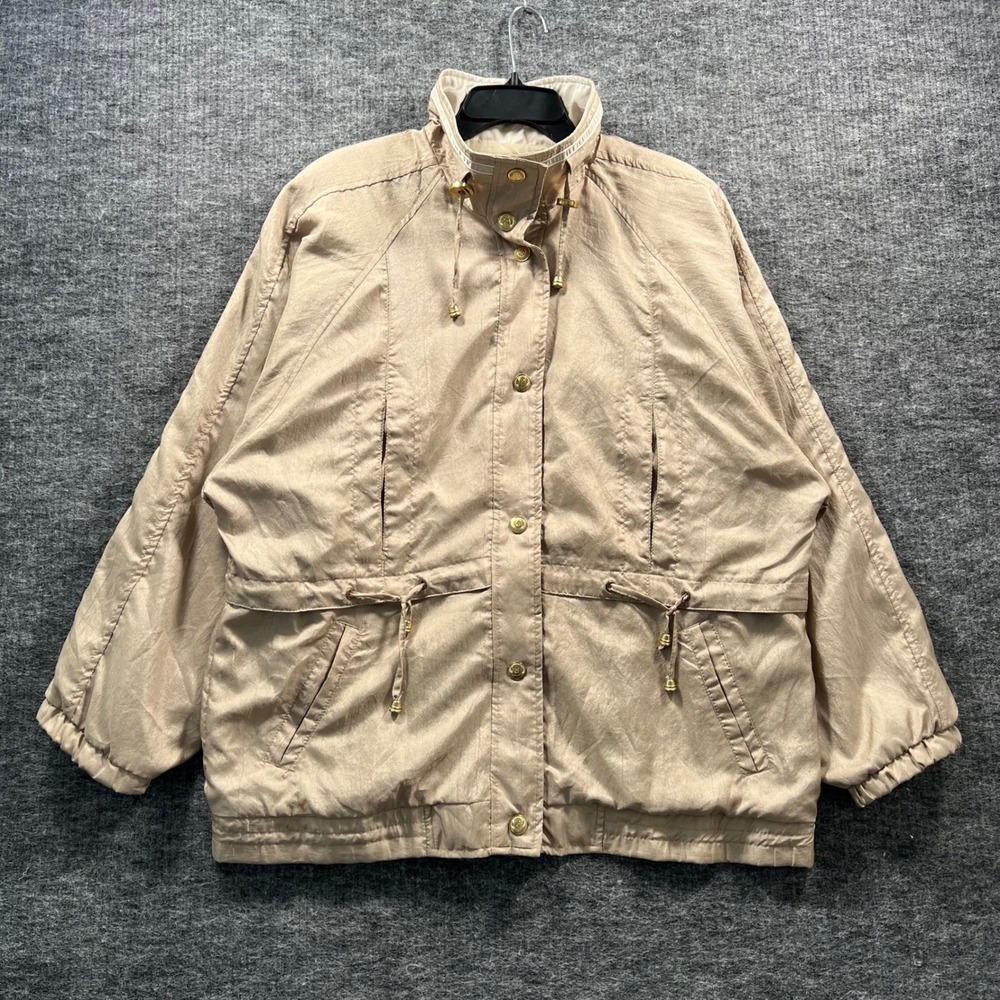 Outbrook Vintage Champagne Tan Windbreaker Womens Large Mock Neck